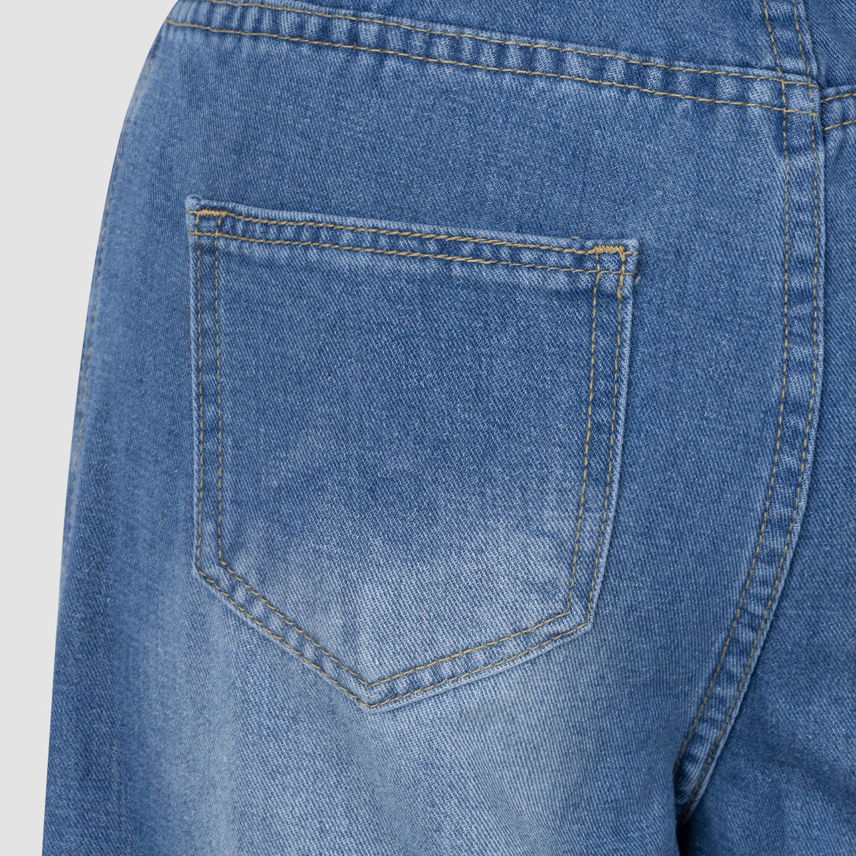 Blue Denim High - Waisted Ultra - Wide - Leg Jeans With Side Slit
