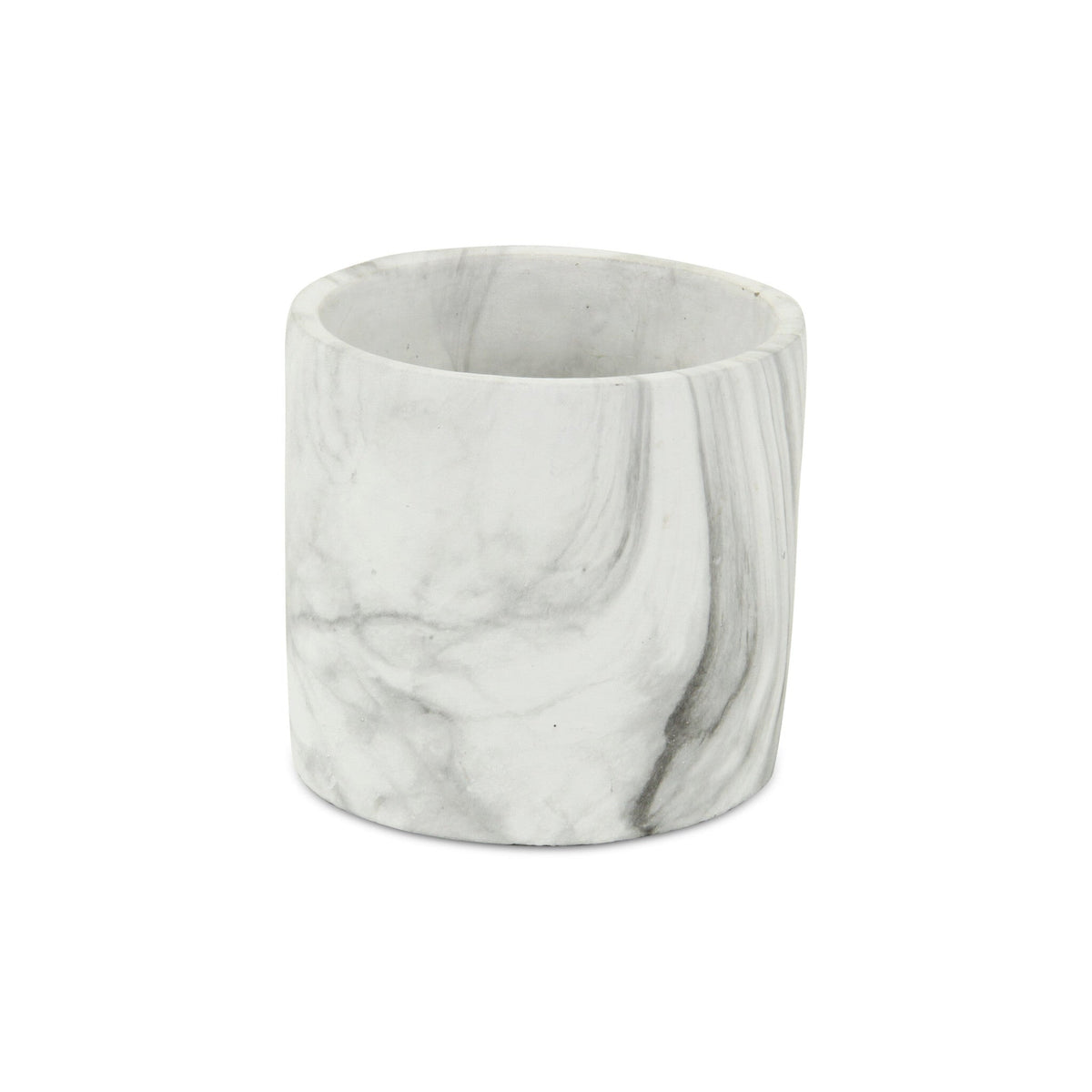6" White and Gray Marbleized Ceramic Indoor Outdoor Round Pot Planter