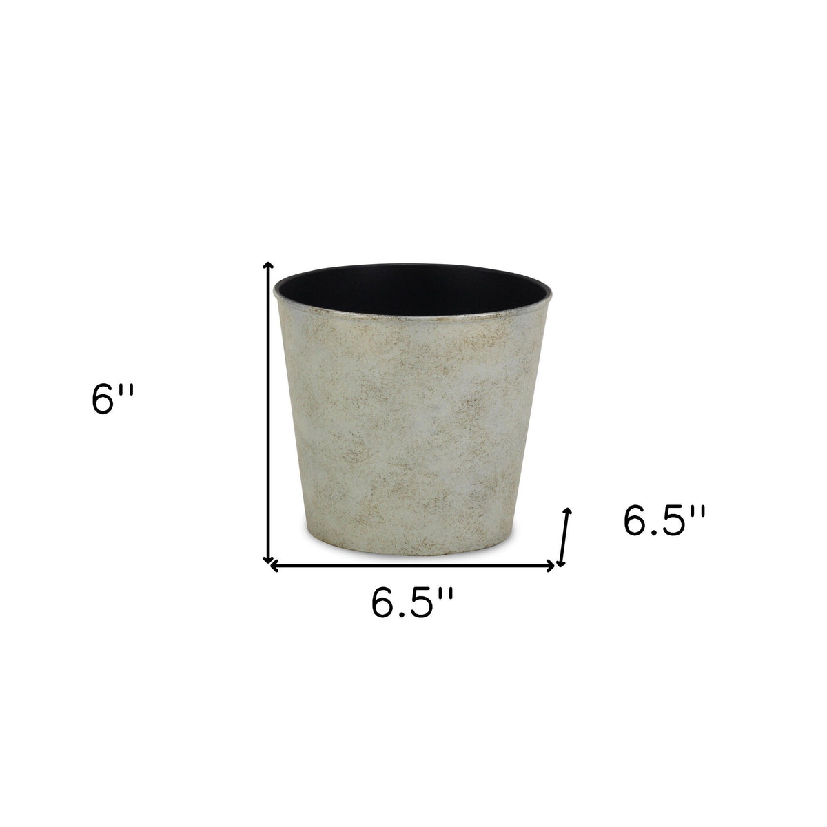 7" Silver Recycled Plastic Indoor Outdoor Round Pot Planter
