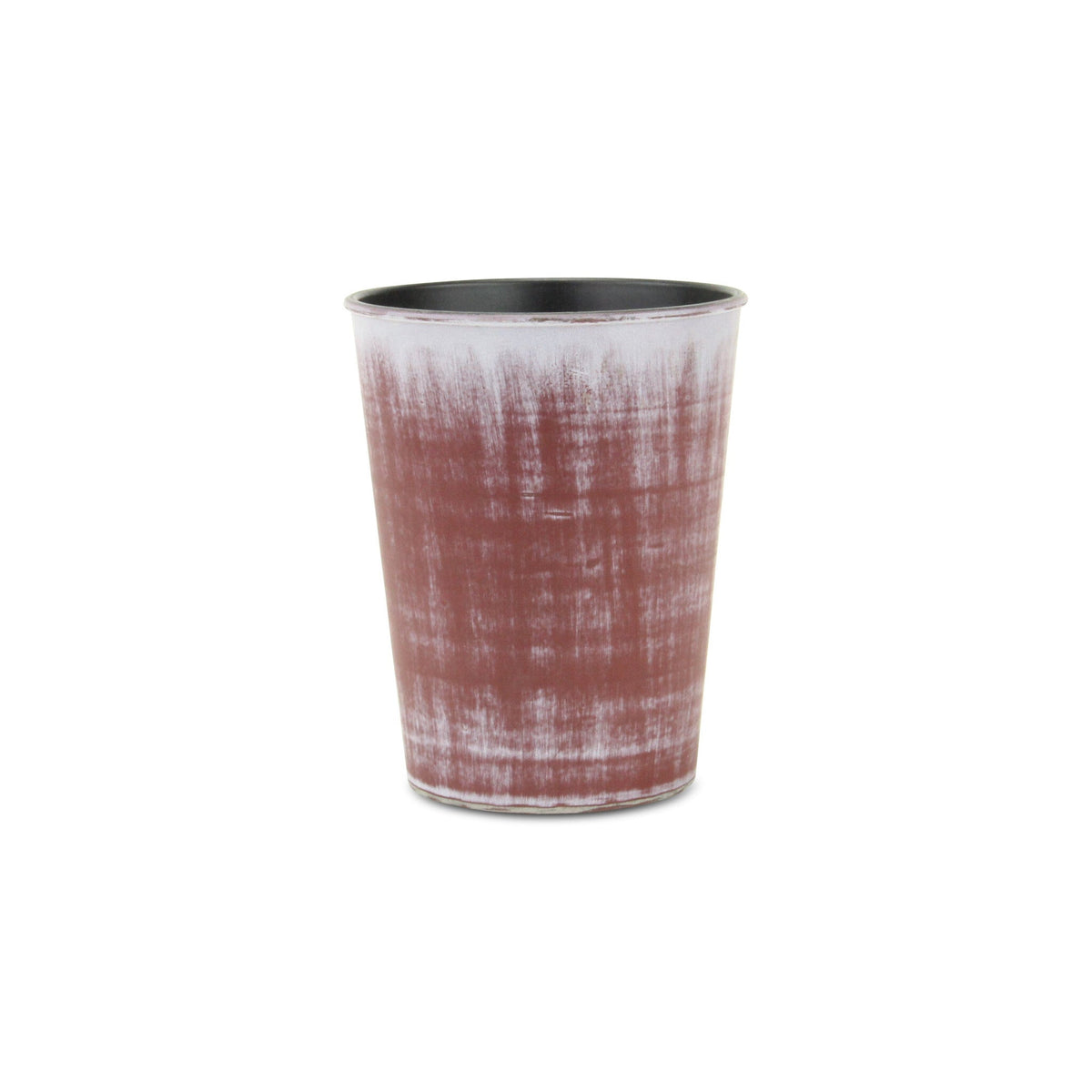 5" Brown and Ivory Textural Tone On Tone Recycled Plastic Indoor Outdoor Round Pot Planter