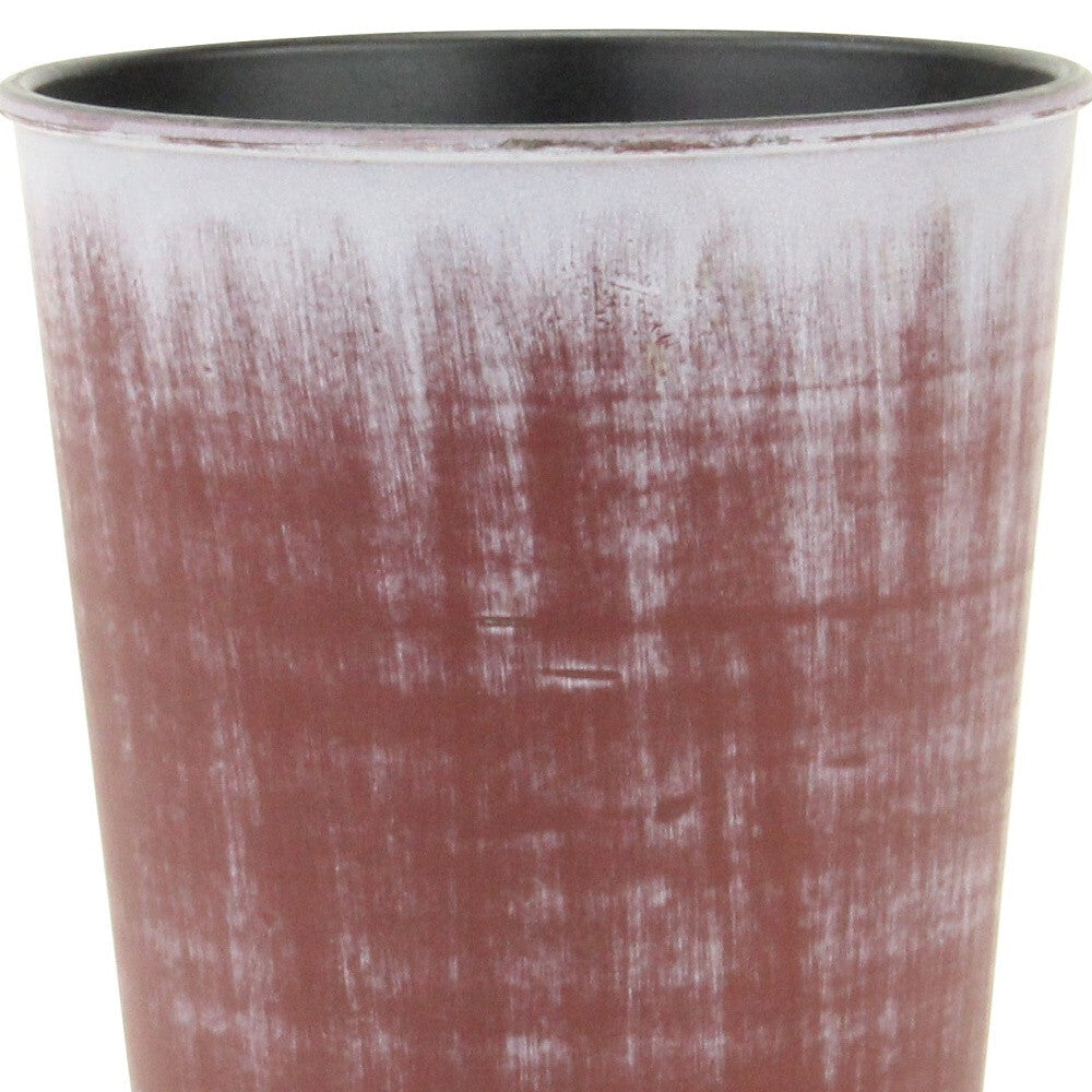 5" Brown and Ivory Textural Tone On Tone Recycled Plastic Indoor Outdoor Round Pot Planter