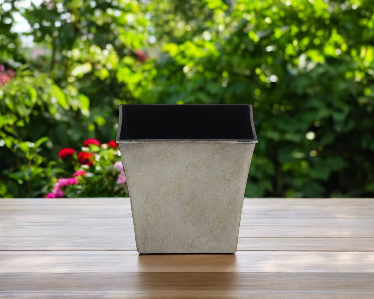 7" Gray Recycled Plastic Indoor Outdoor Square Pot Planter
