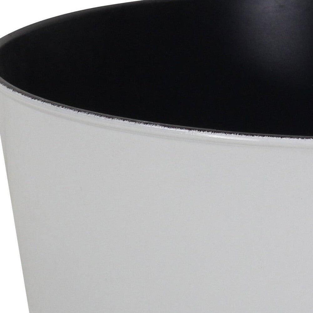 12" White Recycled Plastic Indoor Outdoor Round Pot Planter