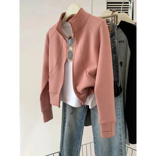 Plus Size Stand Collar Zipper Cardigan Sweater Coat