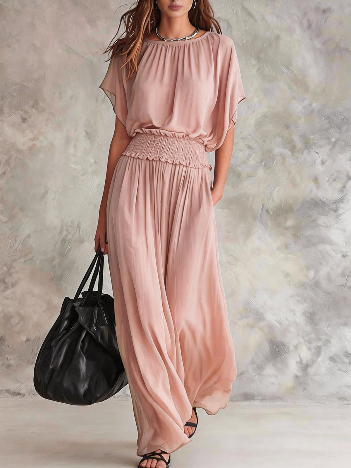 2026 Summer European Style Slim Waist Elegant And Precise Long Dress Set