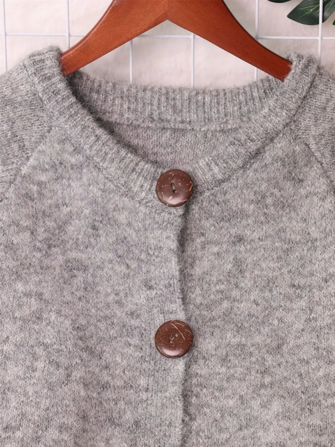 Women Button-Up Raglan Sleeve Cardigan Sweater