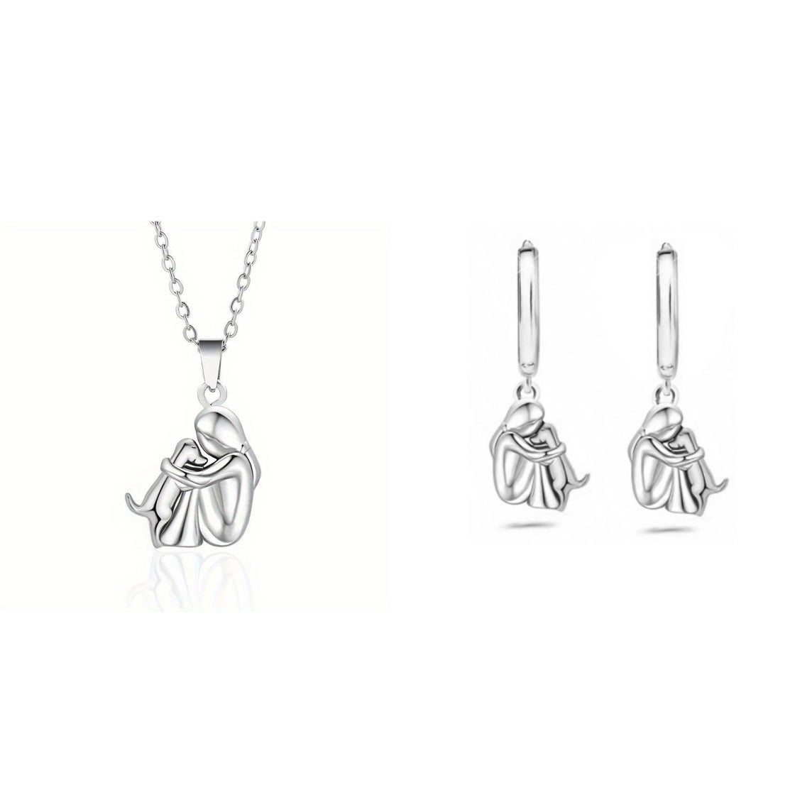 Fashion Little Girl And Dog Hug Necklace