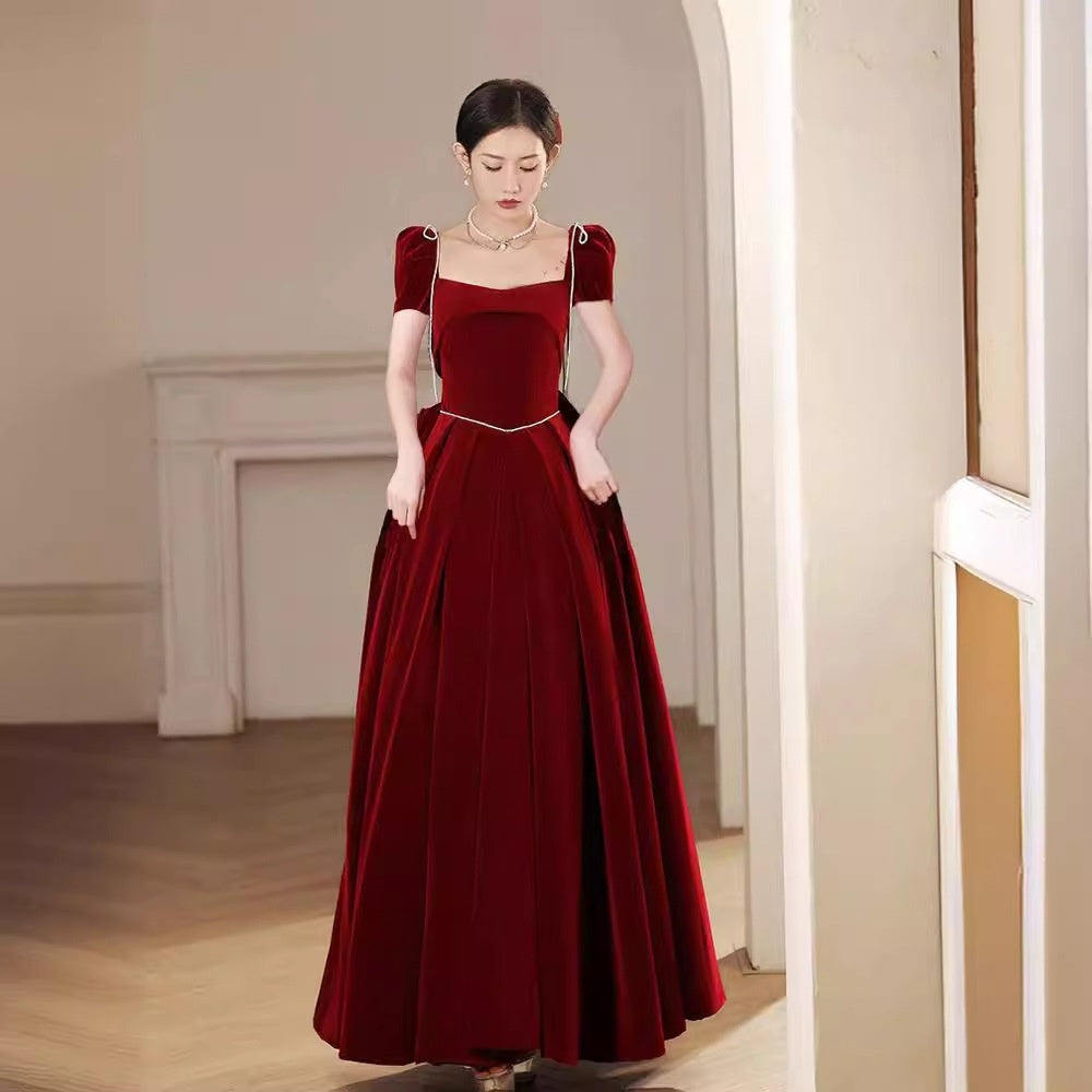Toast Bride Red Velvet Wedding Dress