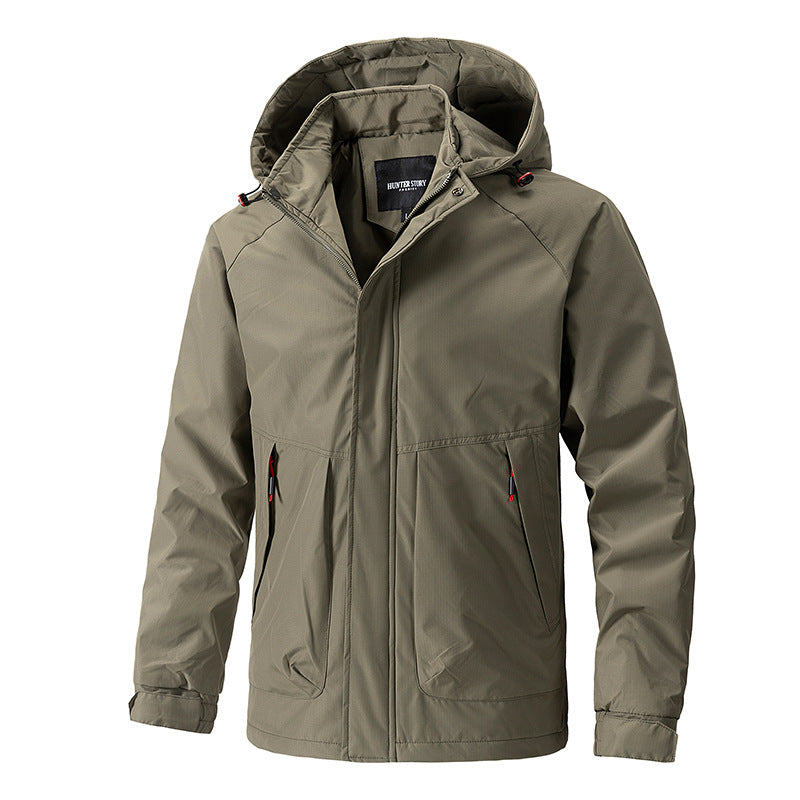 Amazon Jacket Men's Spring And Autumn Outdoor Casual Hooded Jacket Mountaineering Jacket Workwear 2026 Spring Style
