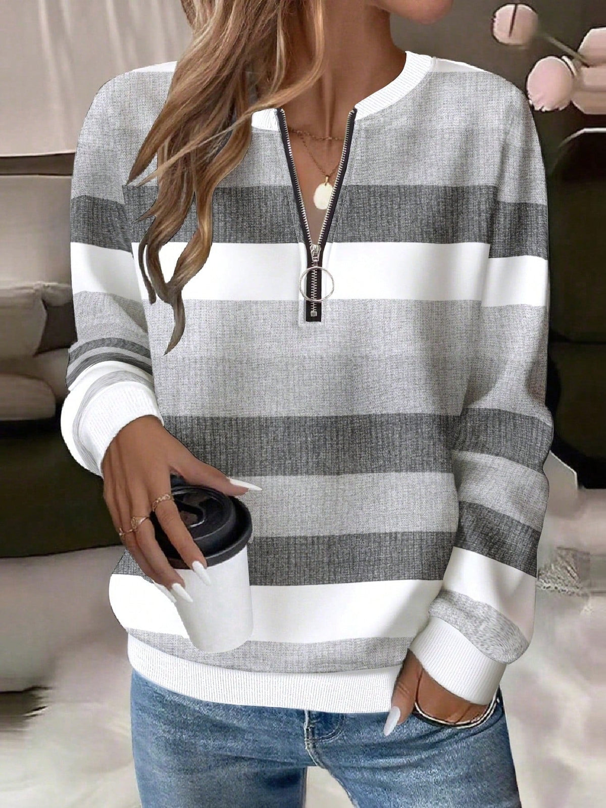 2026 Foreign Trade Women's HalfZip LongSleeve Sweatshirt Fashion Hoodie For Women