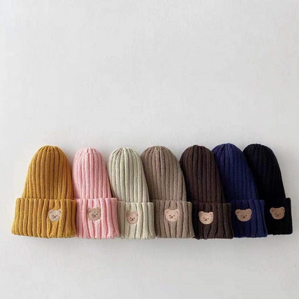 Baby Toddler Ribbed Knit Smile Face Beanie "LOVE SMILE"