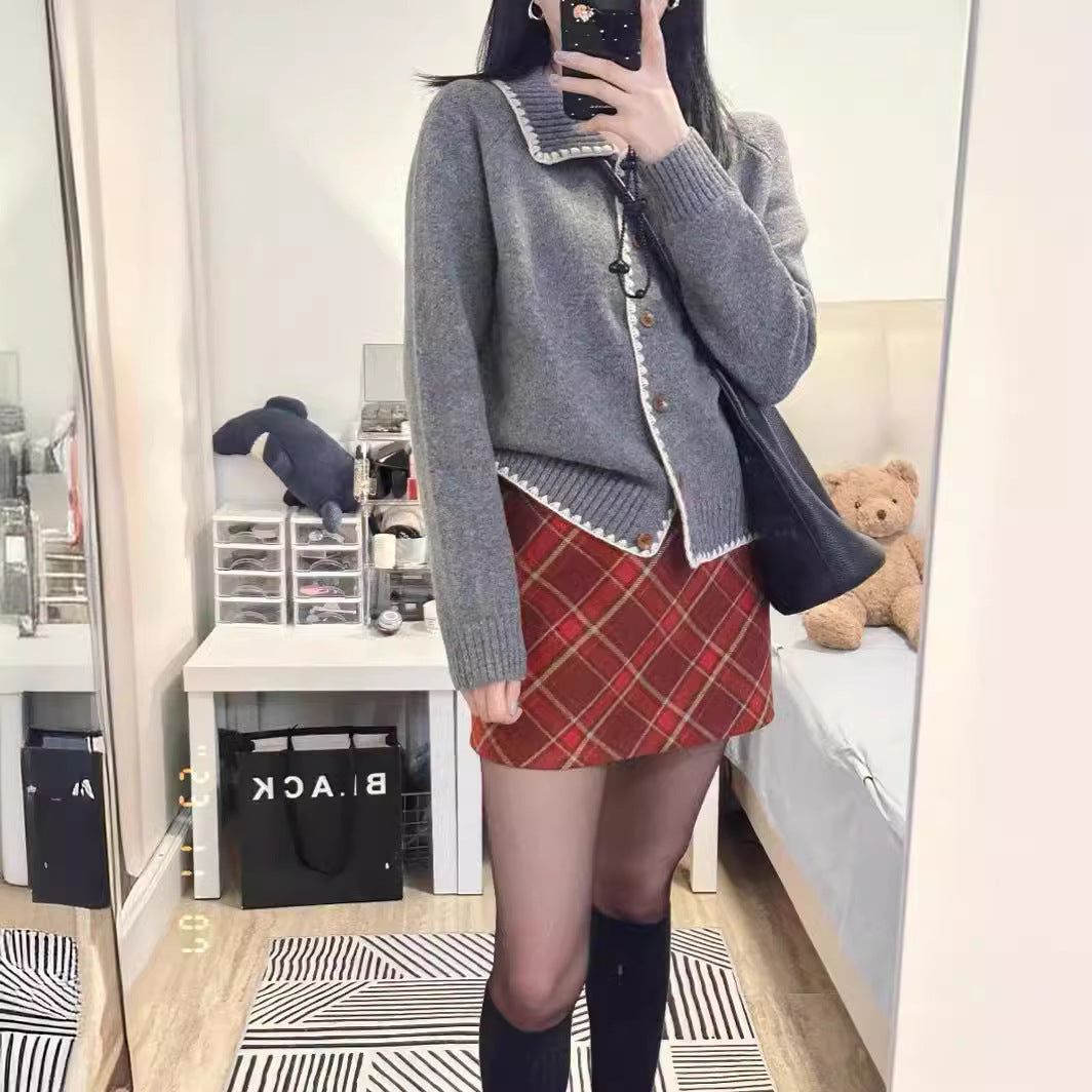 Retro Lapels Hand Crocheting Knitted Cardigan Jacket