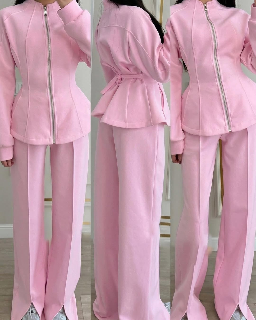 2026 Autumn High-End Light Luxury Chanel Style Outfit Two-Piece Set Solid Color Long-Sleeve Jacket European And American Amazon