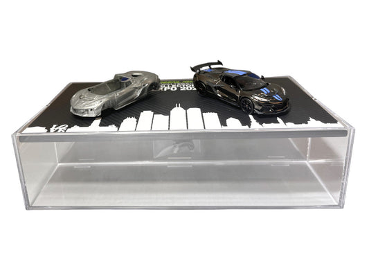2025 Chevrolet Corvette C8 ZR1 Black with Blue Stripes with Raw Casting Dual Pack "2025 Greenlight Waltersons Collector's Expo Exclusive" 1/64 Diecast Model Car by Greenlight