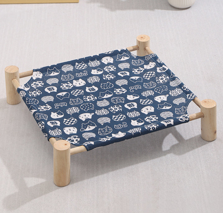 Washable Solid Wood Pet Dog Bed (Removable Cover)