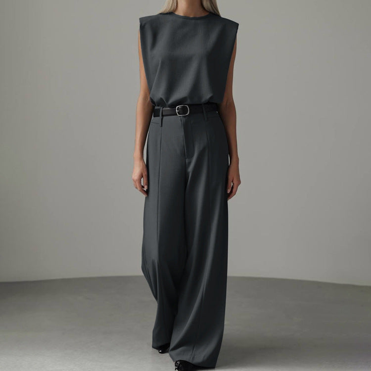 Sleeveless Vest Pullover Top And Loose-fitting Trousers Two-piece Set