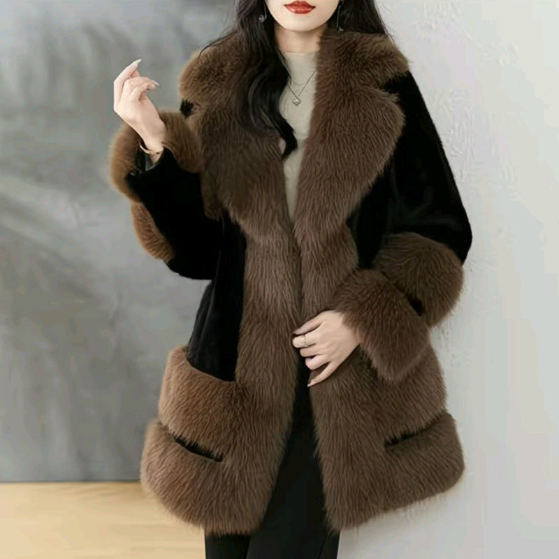 Women's Medium-Length Fur-Lined Coat With Fashionable Style, Suitable For Autumn And Winter, Genuine Fur And Fur Lining