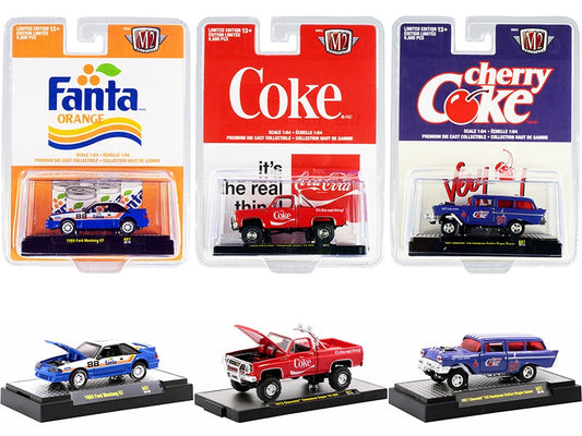 "Coca-Cola & Fanta" Set of 3 pieces Limited Edition to 9600 pieces Worldwide 1/64 Diecast Model Cars by M2 Machines