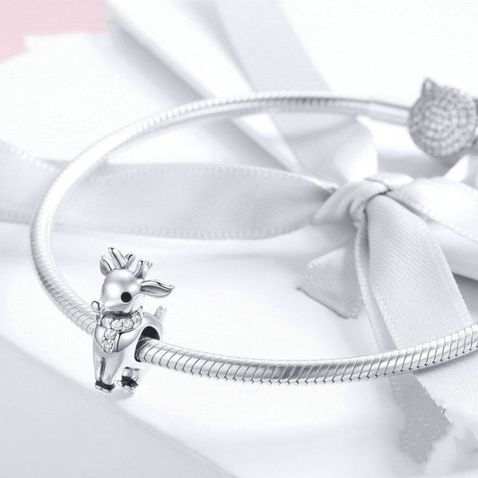 S925 sterling silver sika deer beads