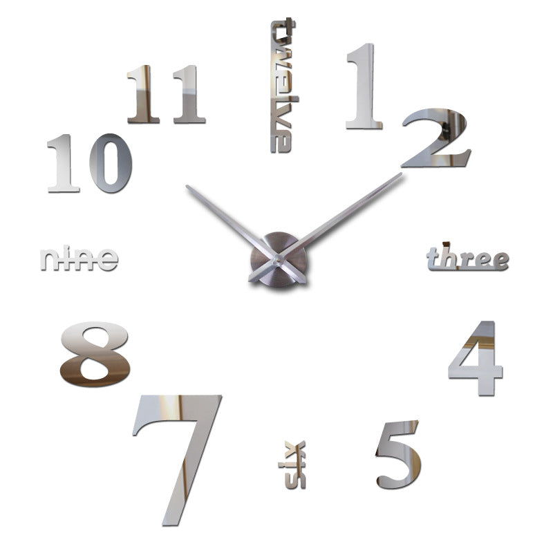 Creative acrylic mirror wall clock DIY stereo hanging