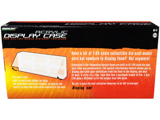 Acrylic Display Case 6-Car Connecting for 1/64 Scale Models by Greenlight