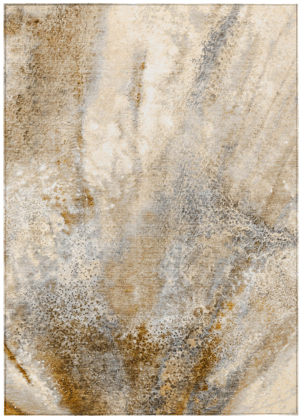 3' X 5' Brown Abstract Washable Non Skid Indoor Outdoor Area Rug