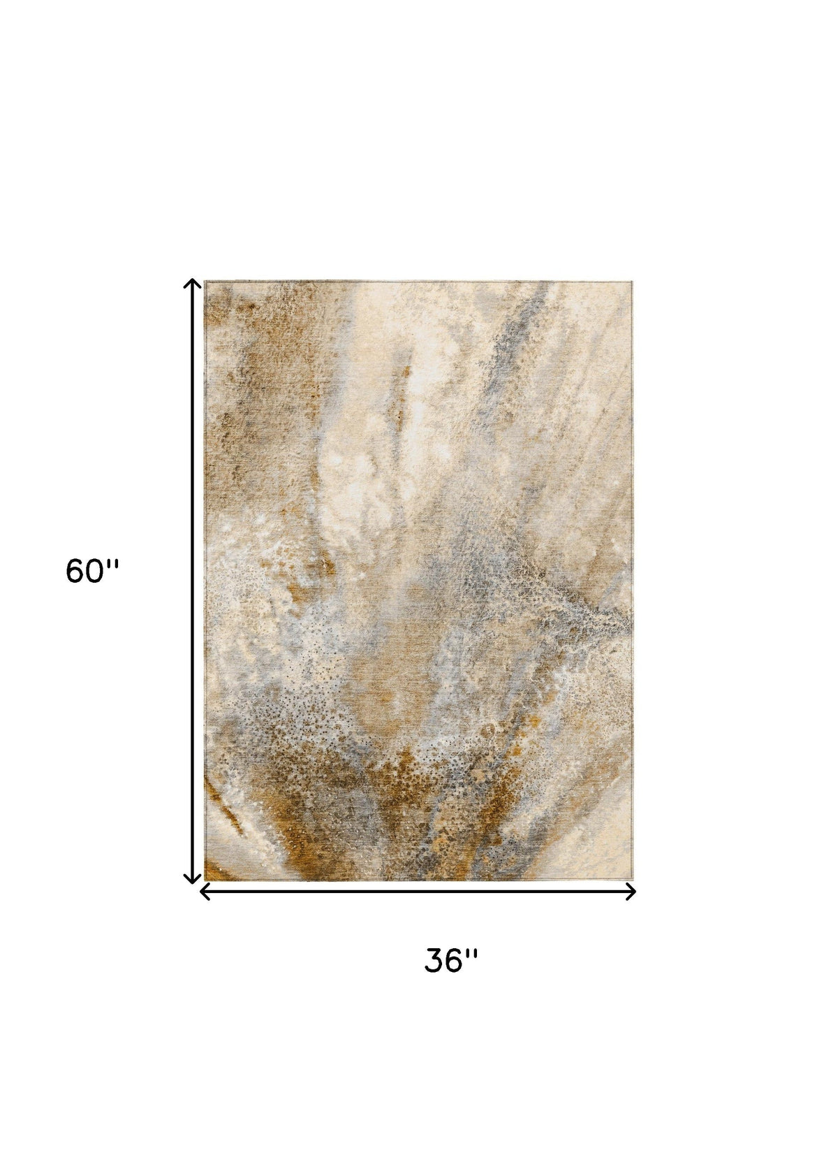 3' X 5' Brown Abstract Washable Non Skid Indoor Outdoor Area Rug