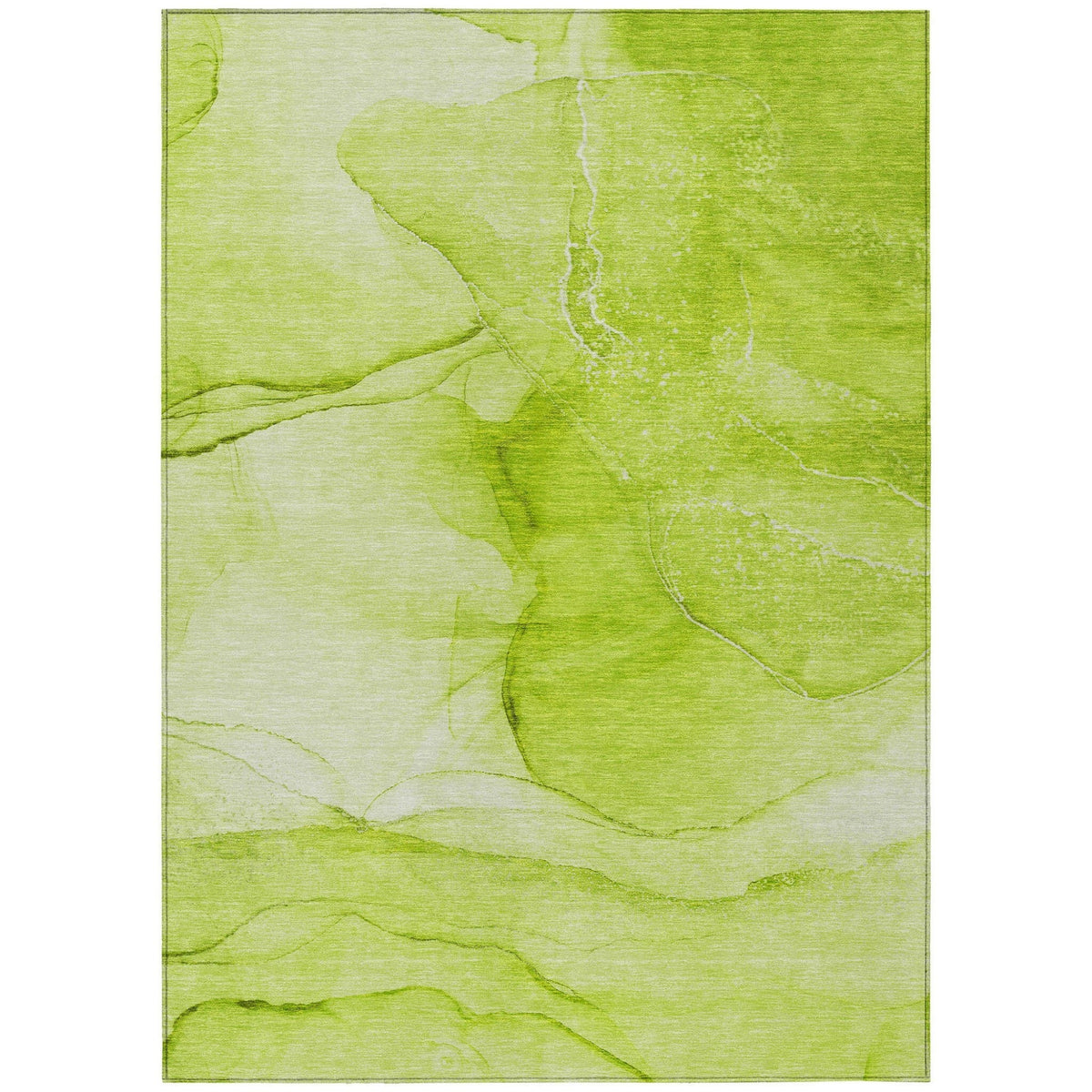 3' X 5' Green Abstract Washable Non Skid Indoor Outdoor Area Rug