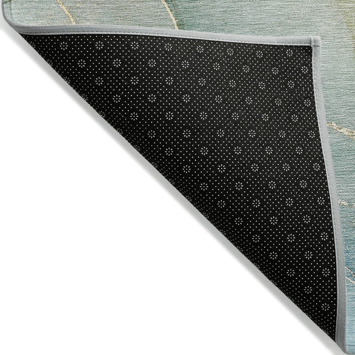 3' X 5' Green Abstract Washable Non Skid Indoor Outdoor Area Rug