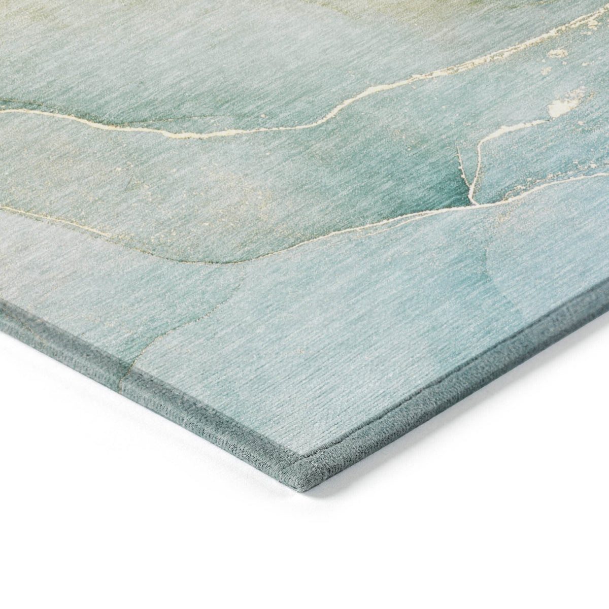 3' X 5' Green Abstract Washable Non Skid Indoor Outdoor Area Rug