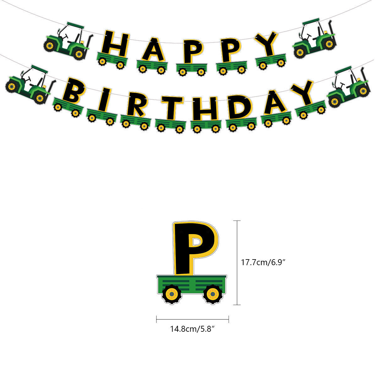 Tractor Theme Birthday Party Decoration Letters Hanging Flag Layout Supplies
