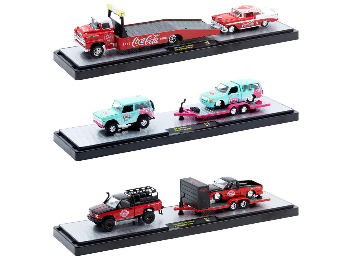 Auto Haulers "Coca-Cola" Set of 3 pieces Release S03 Limited Edition to 4800 pieces Worldwide 1/64 Diecast Model by M2 Machines