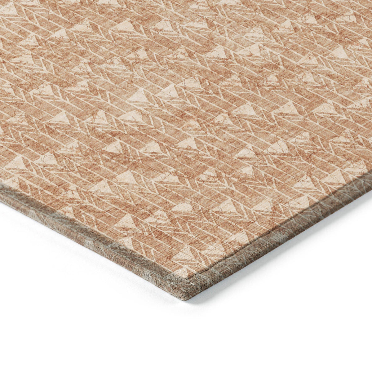 8' Runner Bronze Geometric Washable Non Skid Indoor Outdoor Runner Rug