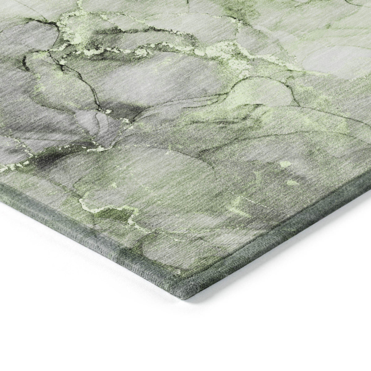 3' X 5' Green Abstract Washable Non Skid Indoor Outdoor Area Rug