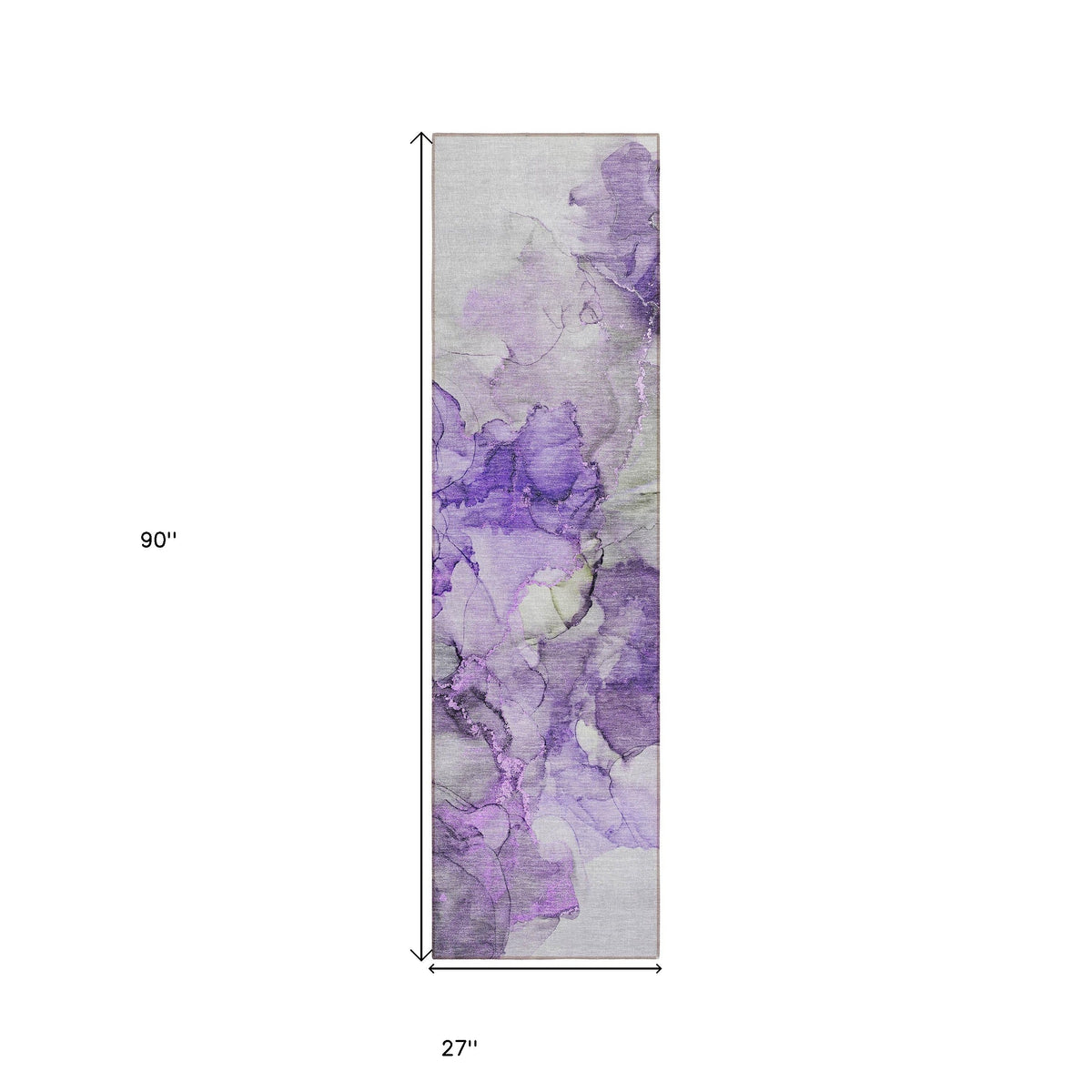 8' Runner Purple Abstract Washable Non Skid Indoor Outdoor Runner Rug