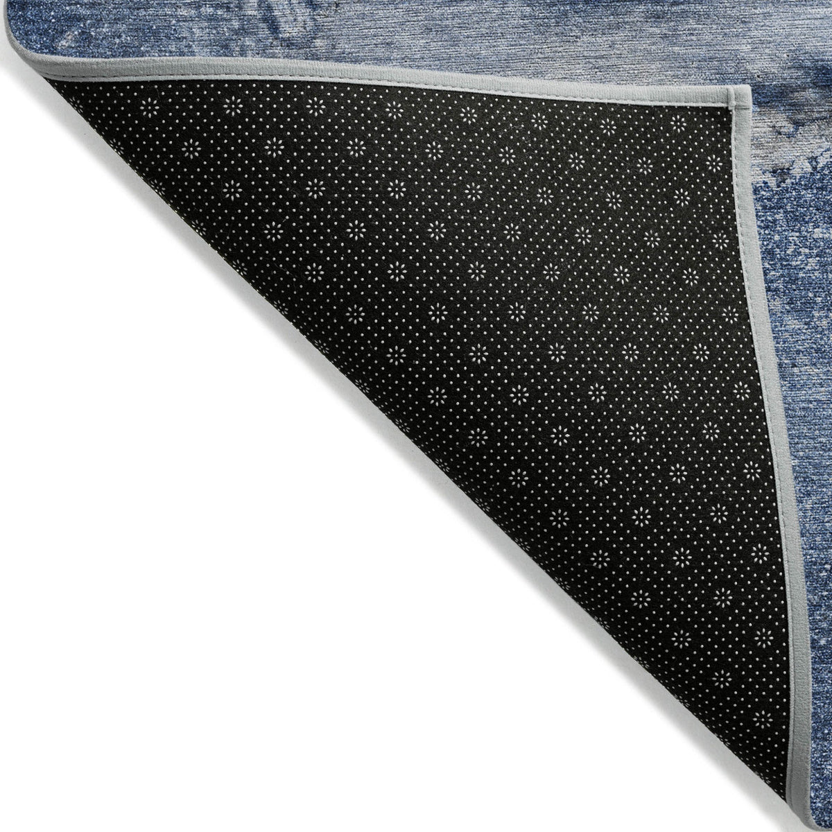 3' X 5' Navy Blue Abstract Washable Non Skid Indoor Outdoor Area Rug