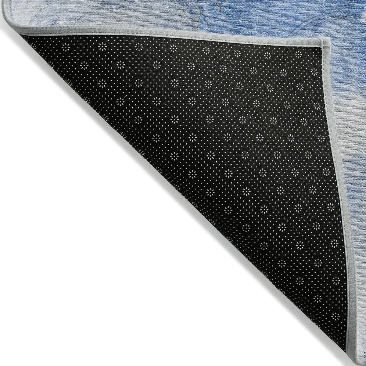 2' X 8' Navy Blue Abstract Washable Indoor Outdoor Runner Rug