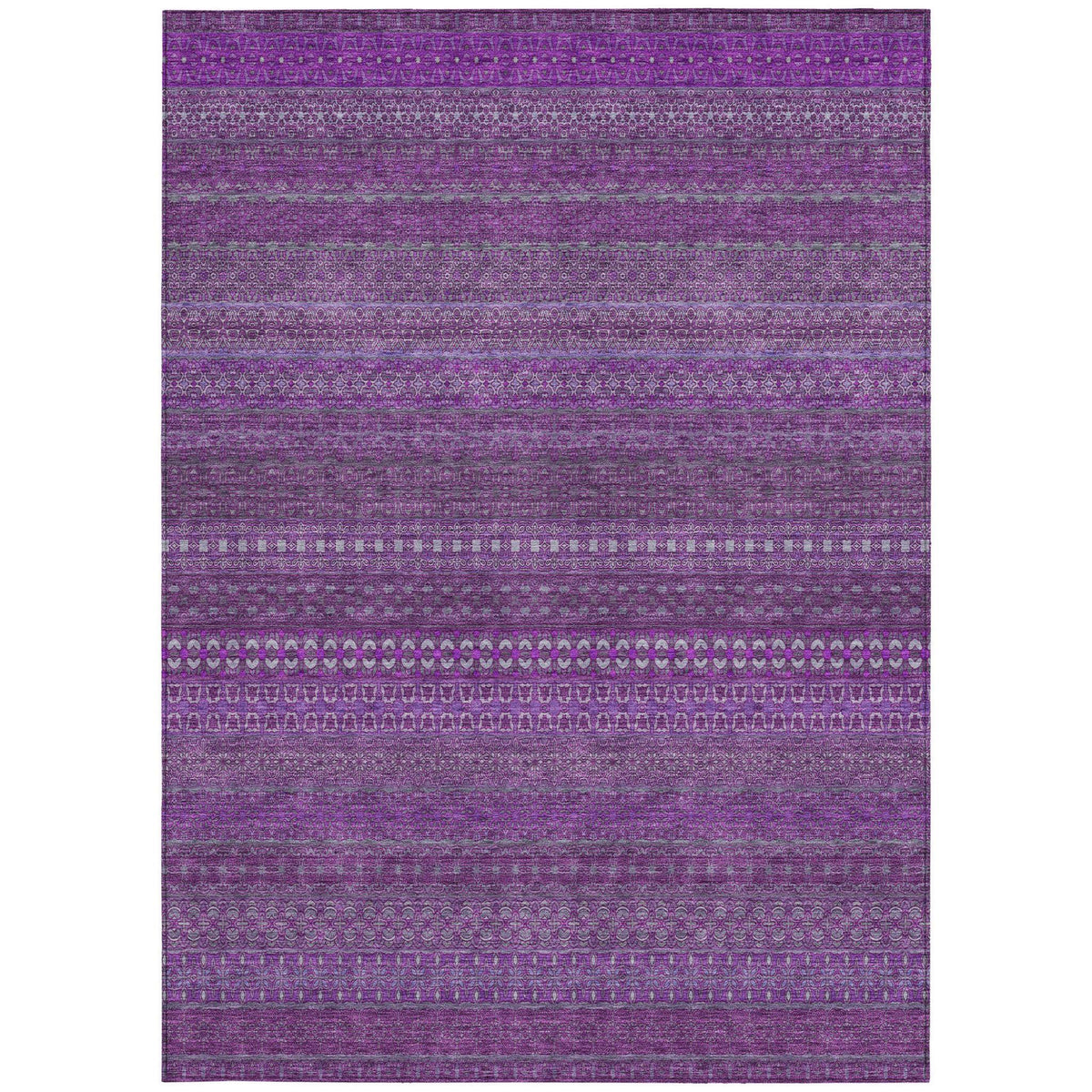 3' X 5' Eggplant Striped Washable Non Skid Indoor Outdoor Area Rug