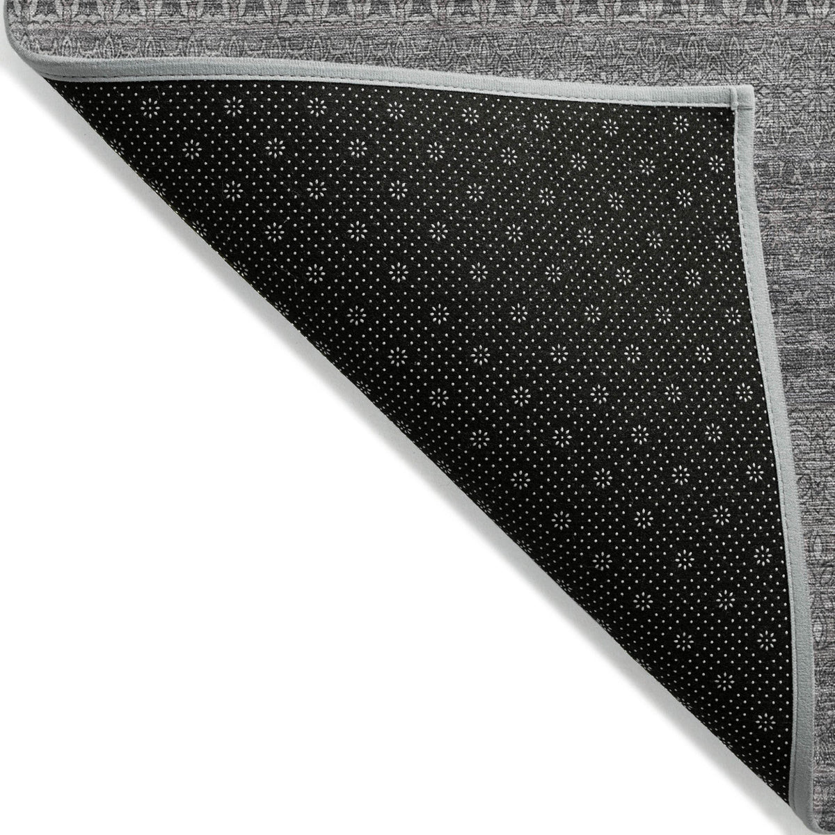 2' X 8' Gray Striped Washable Indoor Outdoor Runner Rug