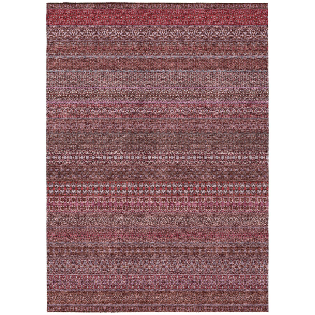 3' X 5' Merlot Striped Washable Non Skid Indoor Outdoor Area Rug