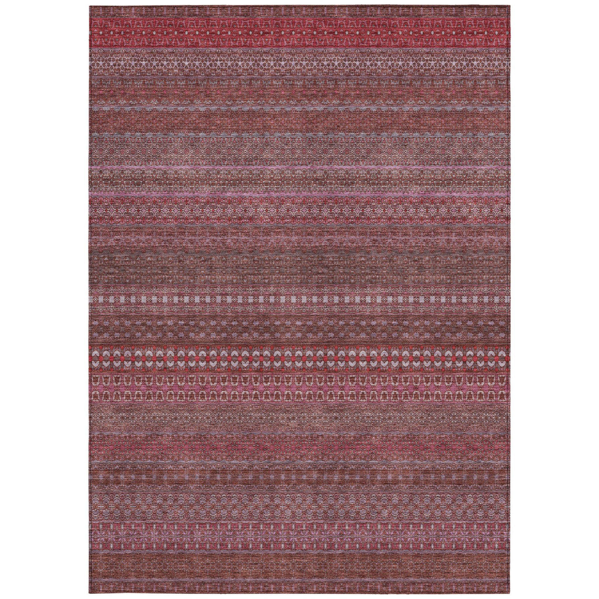 3' X 5' Merlot Striped Washable Non Skid Indoor Outdoor Area Rug