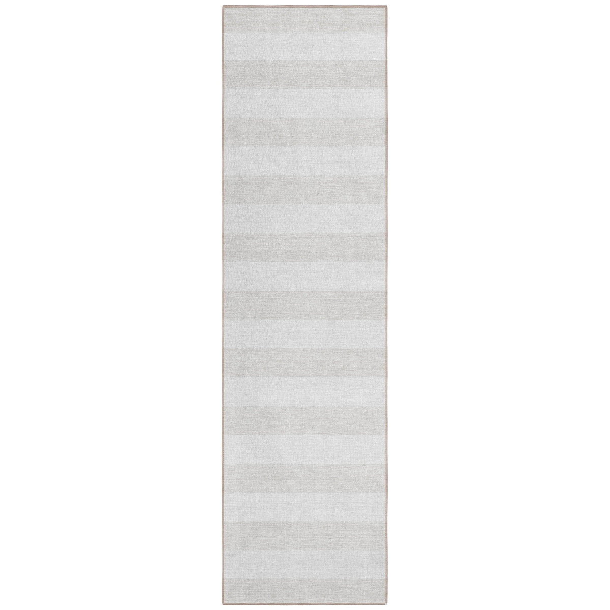 2' X 8' Ivory Striped Washable Indoor Outdoor Runner Rug