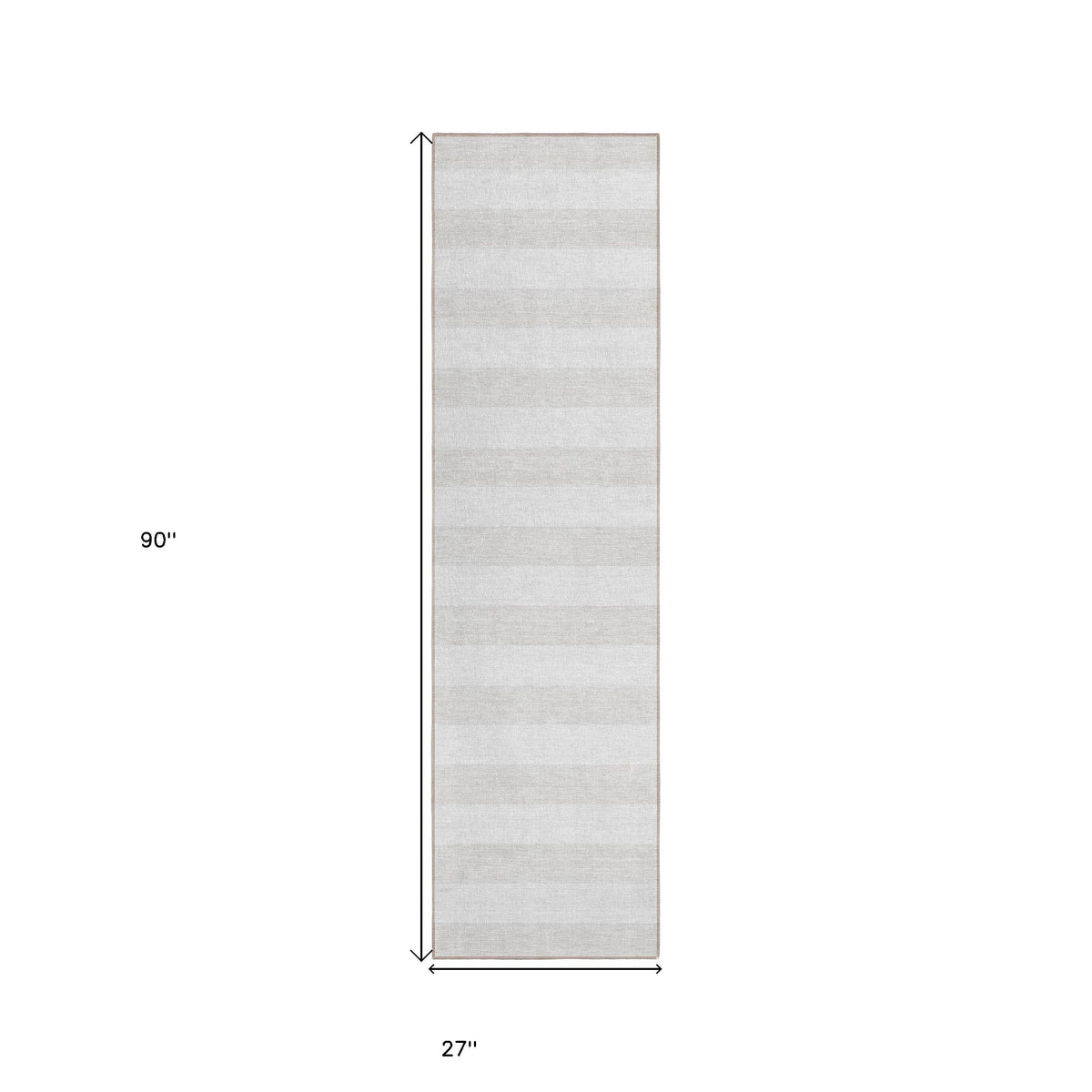 2' X 8' Ivory Striped Washable Indoor Outdoor Runner Rug