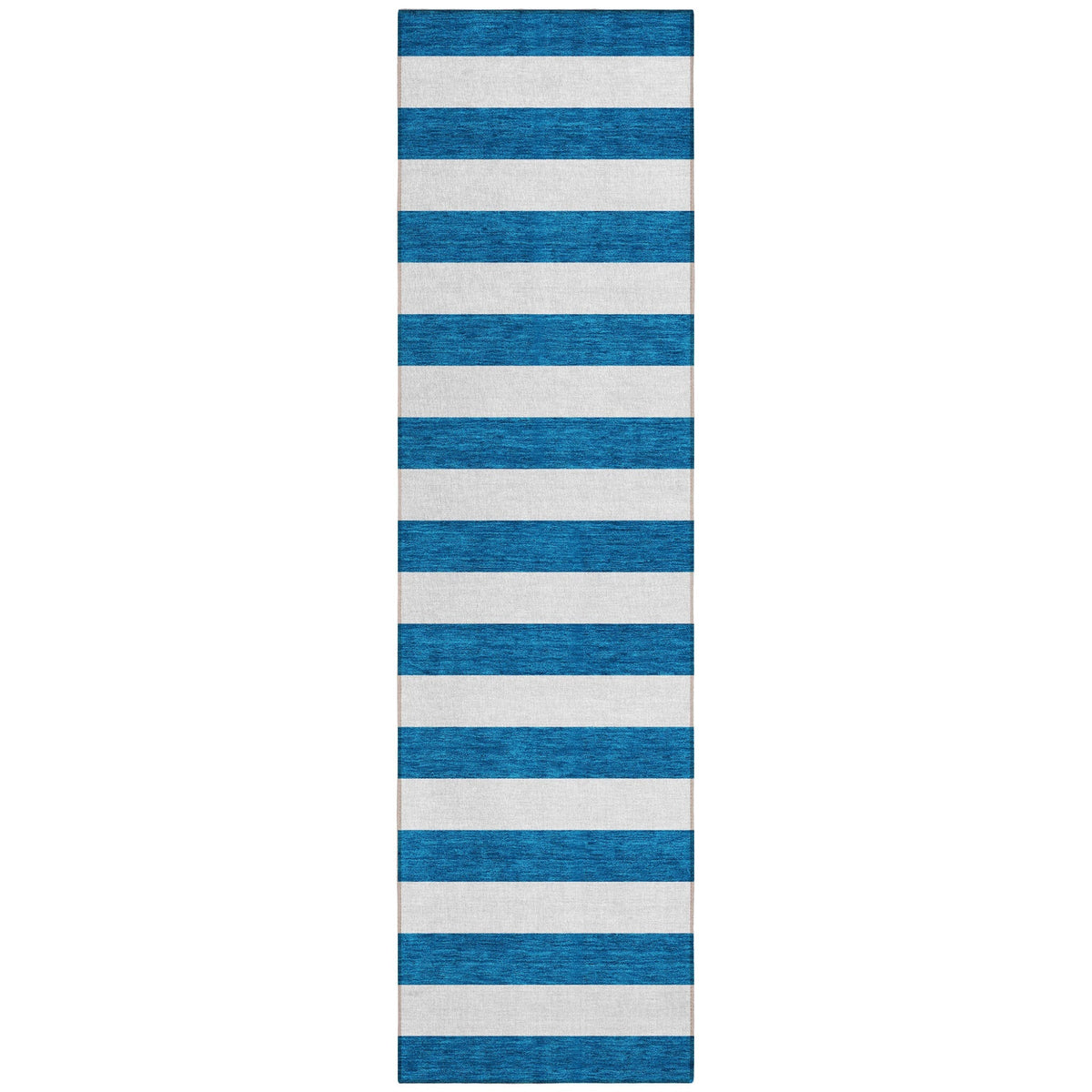 8' Runner Navy Blue Striped Washable Non Skid Indoor Outdoor Runner Rug