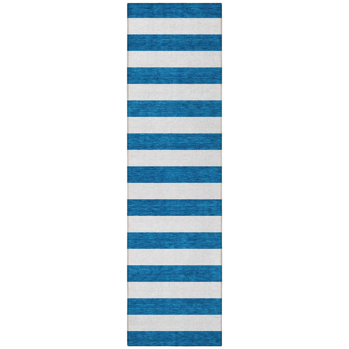 8' Runner Navy Blue Striped Washable Non Skid Indoor Outdoor Runner Rug