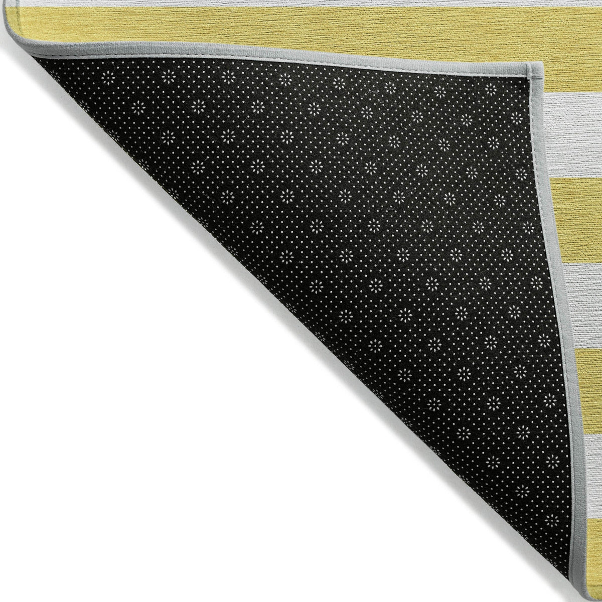 2' X 8' Yellow and White Striped Washable Indoor Outdoor Runner Rug