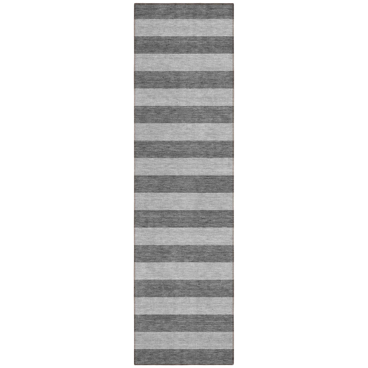 8' Runner Gray and White Striped Washable Non Skid Indoor Outdoor Runner Rug