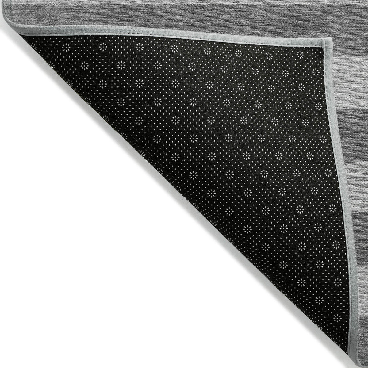 8' Runner Gray and White Striped Washable Non Skid Indoor Outdoor Runner Rug