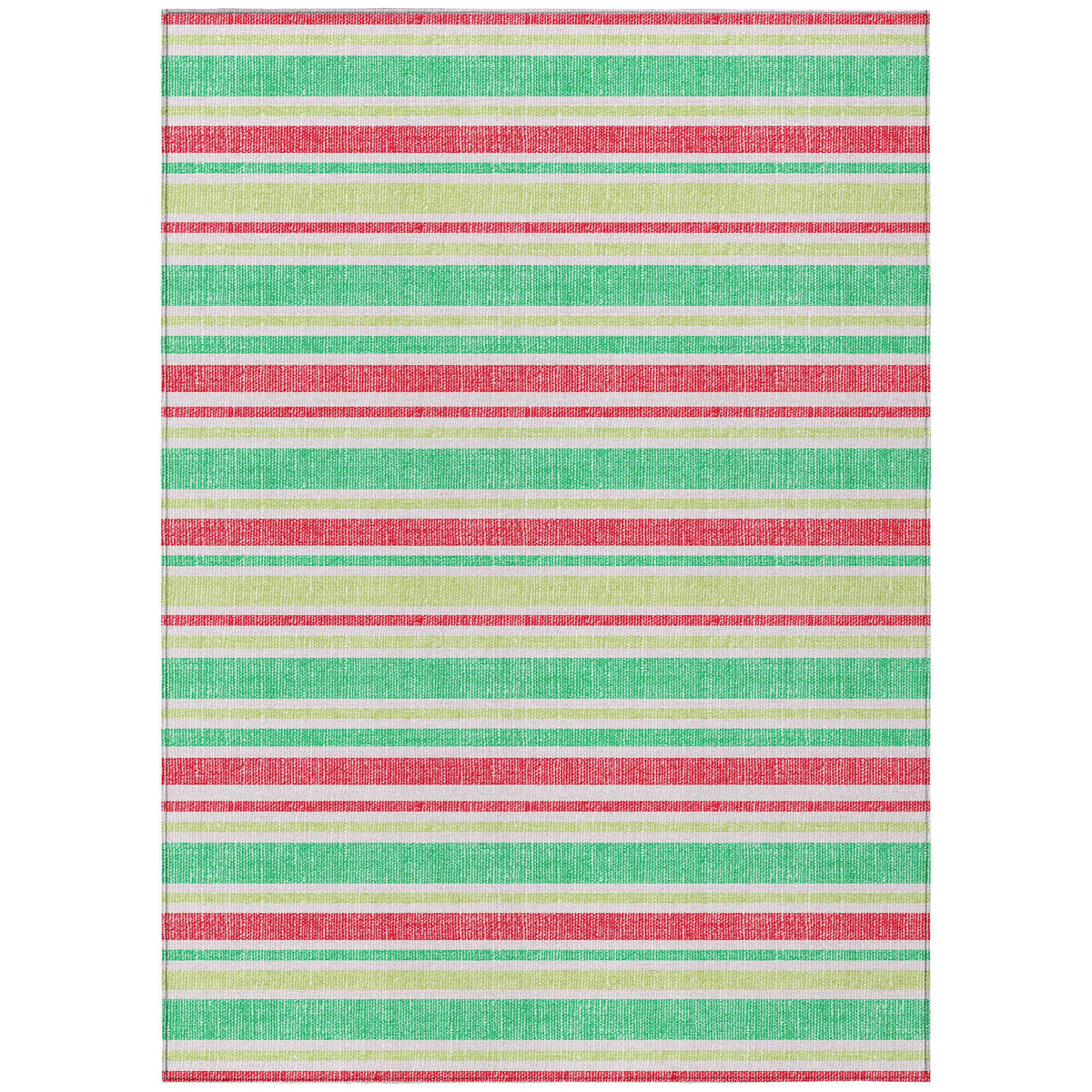 3' X 5' Green Striped Washable Non Skid Indoor Outdoor Area Rug