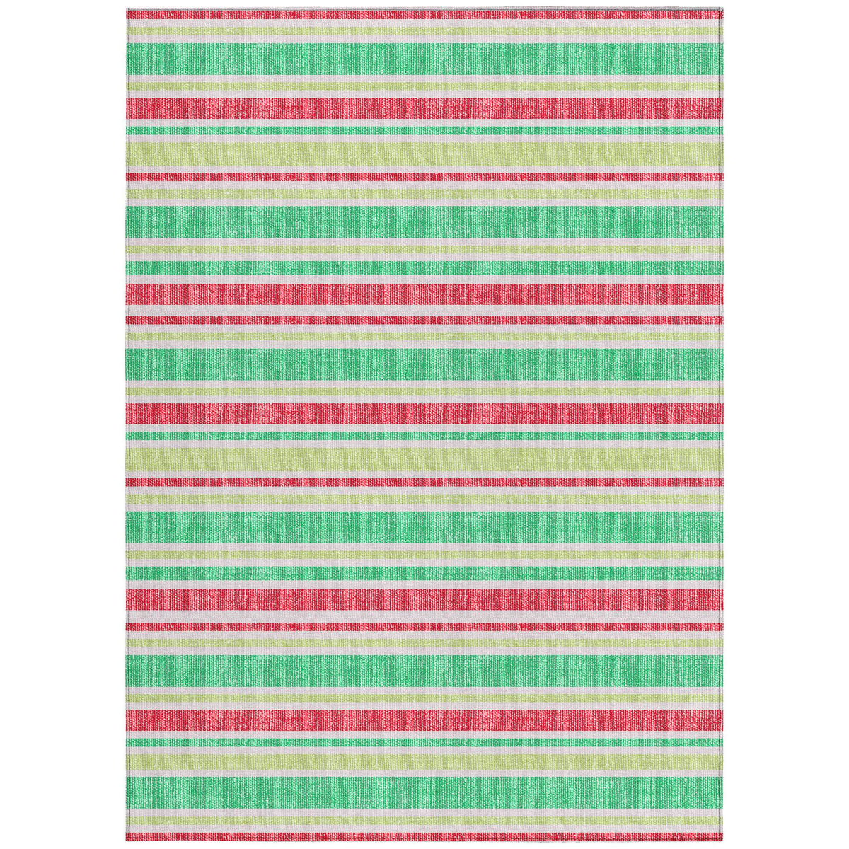 3' X 5' Green Striped Washable Non Skid Indoor Outdoor Area Rug